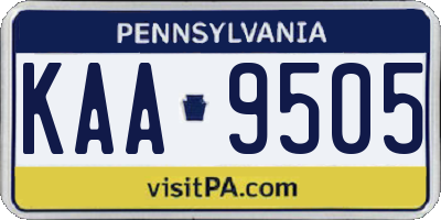 PA license plate KAA9505