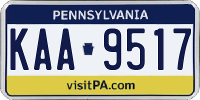 PA license plate KAA9517