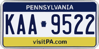 PA license plate KAA9522
