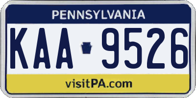 PA license plate KAA9526