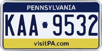 PA license plate KAA9532
