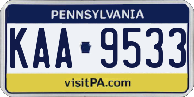PA license plate KAA9533