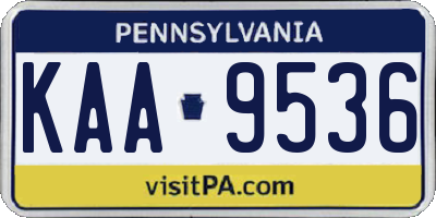 PA license plate KAA9536