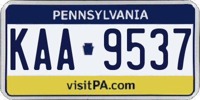 PA license plate KAA9537