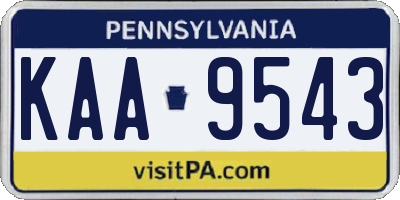 PA license plate KAA9543