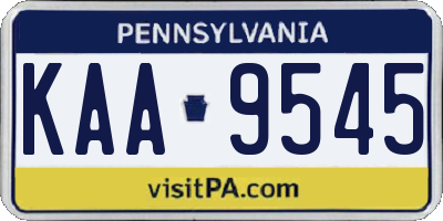 PA license plate KAA9545