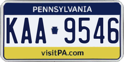 PA license plate KAA9546