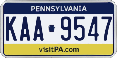PA license plate KAA9547