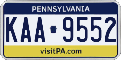 PA license plate KAA9552