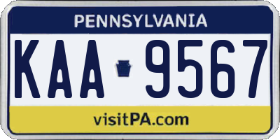 PA license plate KAA9567