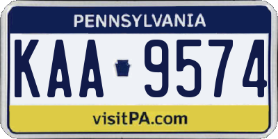 PA license plate KAA9574