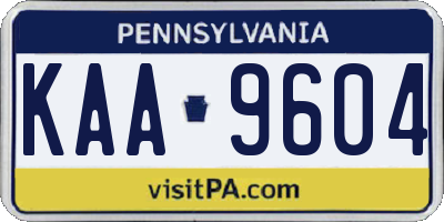 PA license plate KAA9604