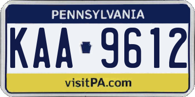 PA license plate KAA9612