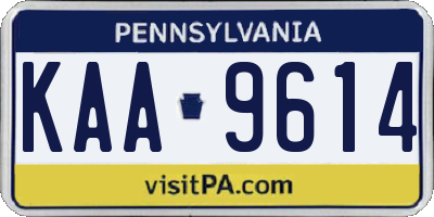 PA license plate KAA9614