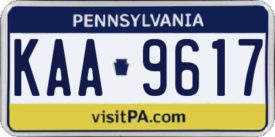 PA license plate KAA9617