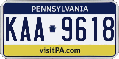 PA license plate KAA9618