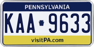 PA license plate KAA9633