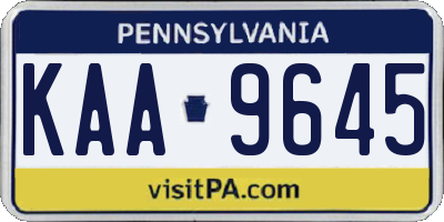 PA license plate KAA9645