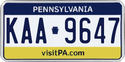 PA license plate KAA9647