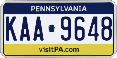 PA license plate KAA9648