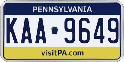 PA license plate KAA9649