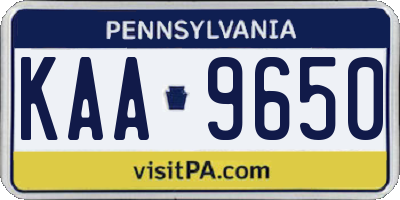 PA license plate KAA9650
