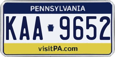 PA license plate KAA9652