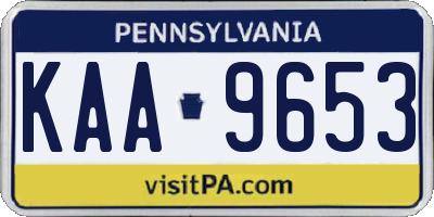 PA license plate KAA9653
