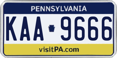 PA license plate KAA9666