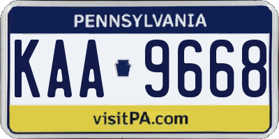 PA license plate KAA9668