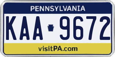 PA license plate KAA9672