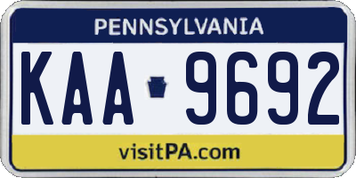 PA license plate KAA9692