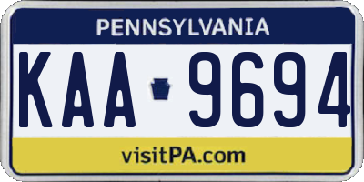 PA license plate KAA9694