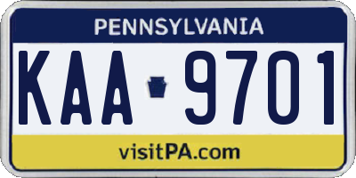 PA license plate KAA9701