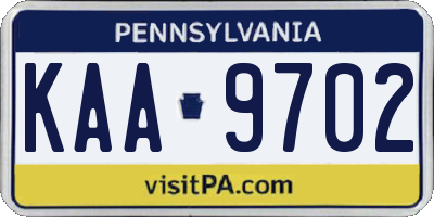 PA license plate KAA9702