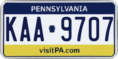 PA license plate KAA9707