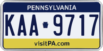 PA license plate KAA9717
