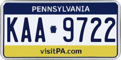 PA license plate KAA9722
