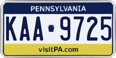 PA license plate KAA9725