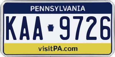 PA license plate KAA9726