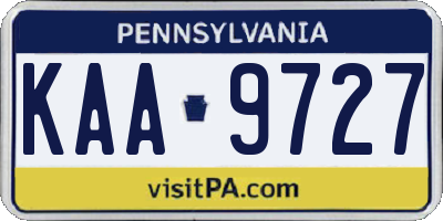PA license plate KAA9727