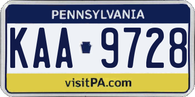 PA license plate KAA9728