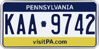 PA license plate KAA9742