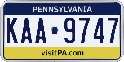 PA license plate KAA9747