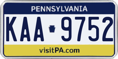 PA license plate KAA9752