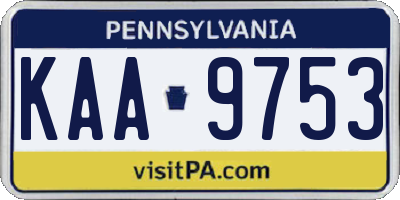 PA license plate KAA9753