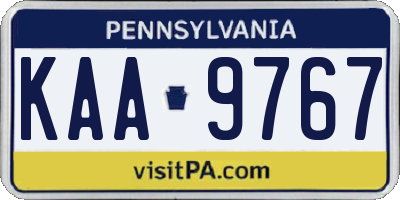 PA license plate KAA9767