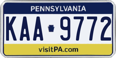 PA license plate KAA9772