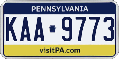 PA license plate KAA9773