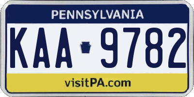 PA license plate KAA9782